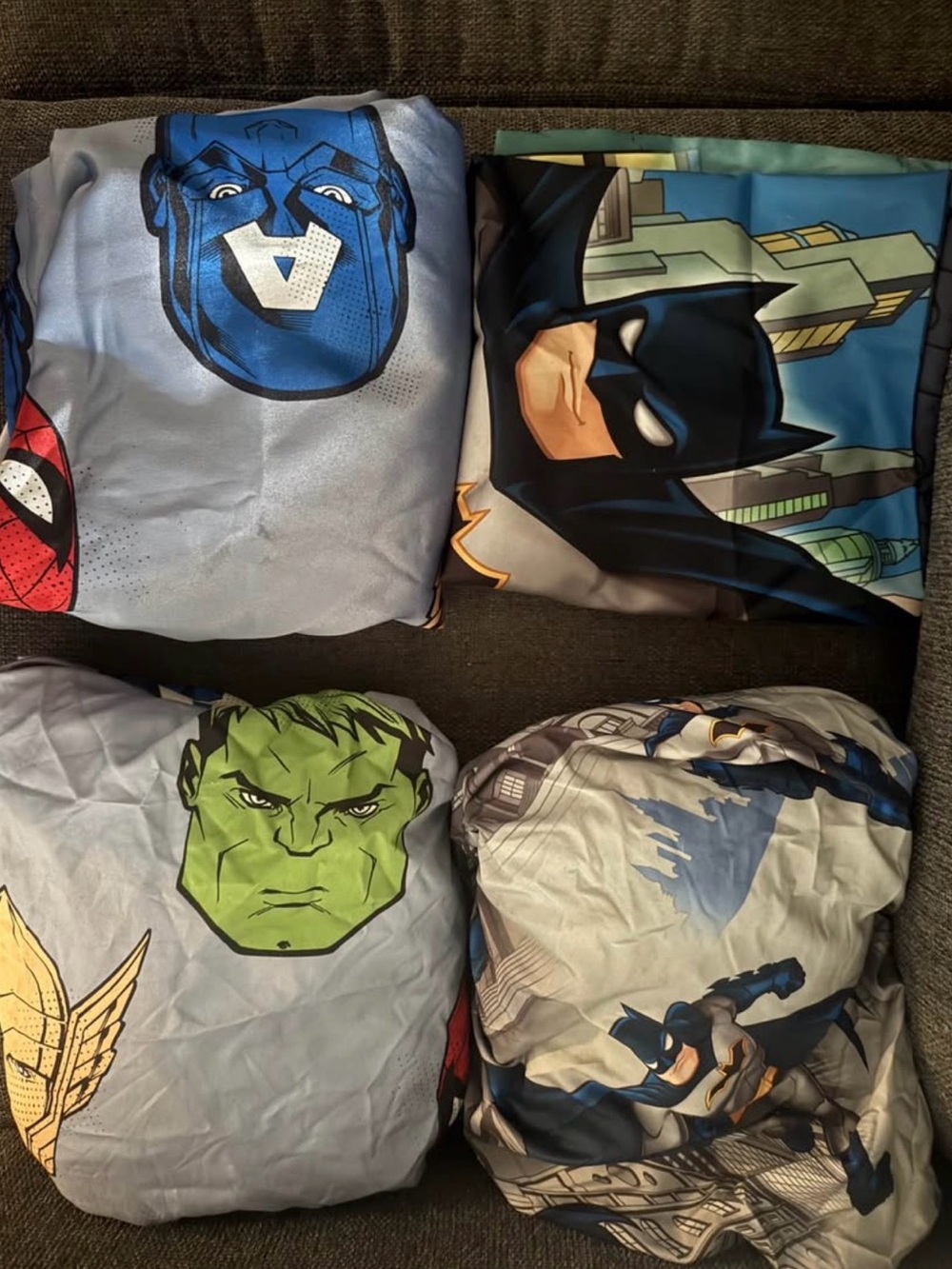 Superhero Twin sheet set x2 two curtains one pillowcase - Marvel & DC